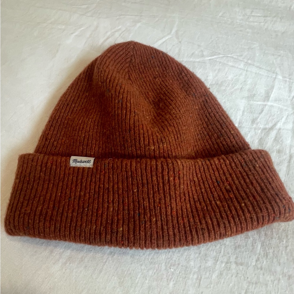 Madewell Merino Wool Heathered burnt Orange Beanie Hat